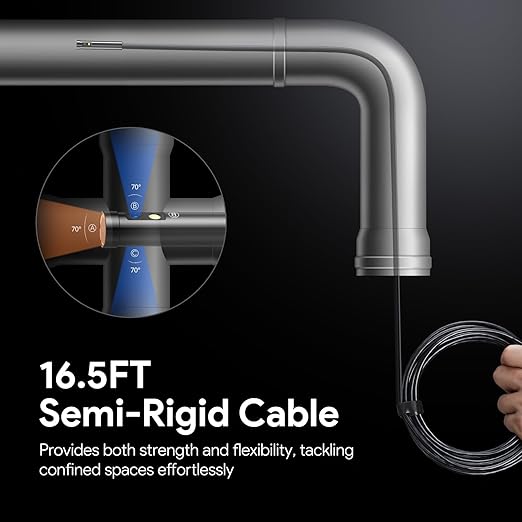 DEPSTECH 7'' IPS Endoscope Camera with Lights, 1080P Triple-Lens Digital Borescope Tool, Inspection Camera with Split Screen, Sound Recording, 16.5ft IP67 Waterproof Snake Cable, 180° Rotation View