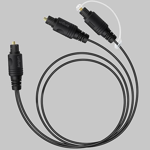 Bangun 1x2 Digital Audio Splitter Cable, Toslink Digital Fiber Optic Audio Splitter 1 Male Input 2 Male Output (for Home Theatre, Xbox, PS5/PS4), 6ft