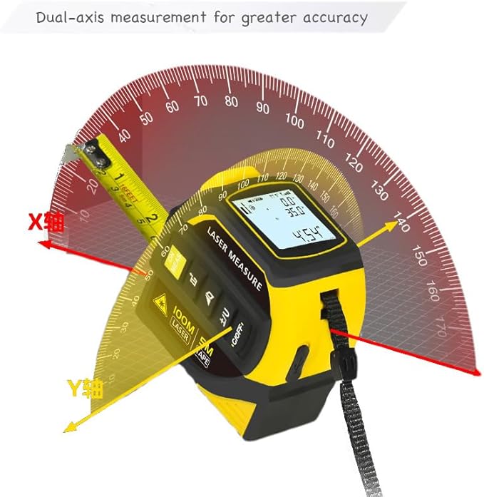 4-in-1 Digital Laser Tape Measure, 16FT Measuring Tape, 328ft Laser Distance Meter, Cross-Line Laser Ruler, Rechargeable, 3000 Uses/Charge, for DIY & Construction