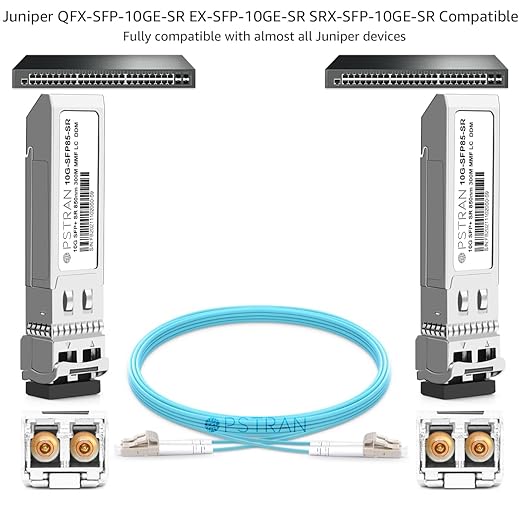 OPSTRAN 10GBASE-SR SFP+ Optical Transceiver Module Compatible with Juniper QFX-SFP-10GE-SR EX-SFP-10GE-SR SRX-SFP-10GE-SR 10Gbps 850nm 300m DDM Duplex LC MMF 10 Pack