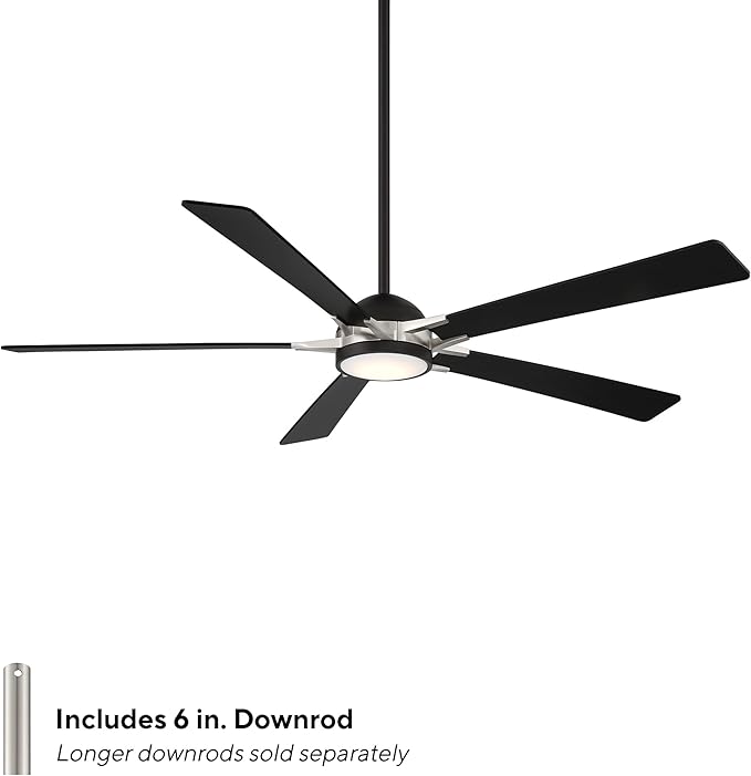 Rotary Indoor and Outdoor 5-Blade 65in Smart Home Ceiling Fan in Matte Black Brushed Nickel with 2700-3000-4000-5000K Selectable LED Light Kit and Remote Control works with iOS or Android WAC App