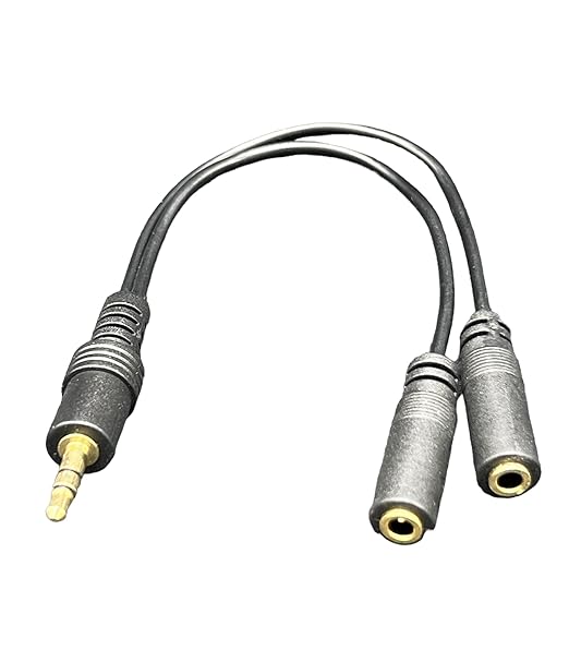MasterStor Stereo Jack Splitter Cable3.5mm Male to 2 X Female Gold Plated Connector Adapter for Headphone Speakers, Mp3 Player, Mobile Phone,Laptop, PC,ipod (Black)