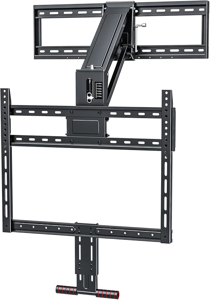 Pull Down TV Mount for Fireplace, Height Adjustable for Most 43-80 Inch TVs, Max VESA 600x400mm up to 80lbs, Full Motion Articulating Above Mantle Installation