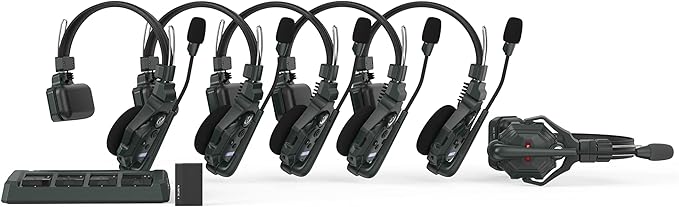Hollyland Solidcom C1 Wireless Headset Intercom System 6-Person Full Duplex 1000ft Team Communication Group Talk Single-Ear Headset with 1 Master & 5 Remote Headsets