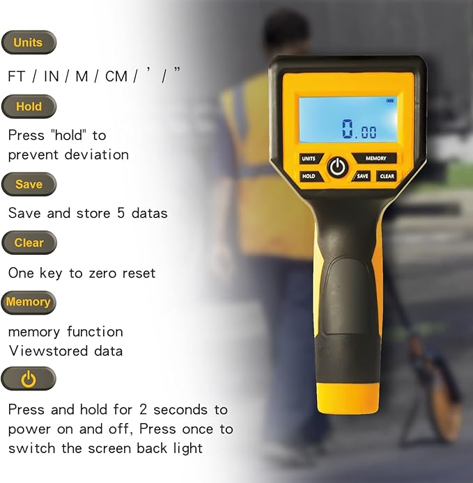 Zozen Measuring Wheel Digital Display, 3-Sections Foldable, Imperial/Metric Measure Wheel with Backlit Display | Up to 99,999Ft/ 99,999M | Kickstand to Keep Stand |Portable, Include Cloth Backpack.