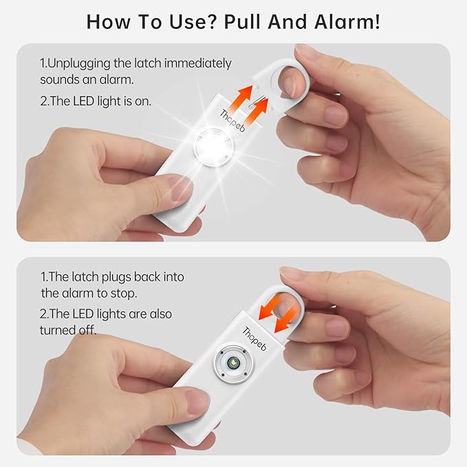 Thopeb–The Original Personal Safety Alarm for Women Self Defense – Elders & Kids Self Defense Keychain Siren – 135dB Loud Siren Bird Sound – Cute Key Chains Protection (Metallic Silver)