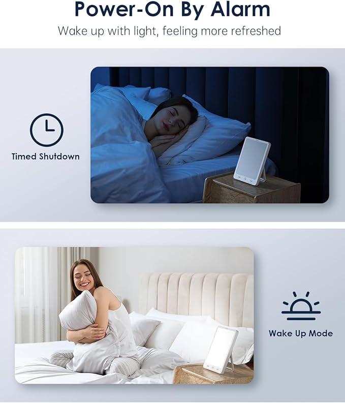 SUXIO Light Therapy Lamps Rechargeable, 10000 Lux Sunlight Lamp with Wake-Up Function, Daylight Lamp with Memory Function, Happy Lamp Use As Lift-Mood, Light Therapy Box for Home/Office