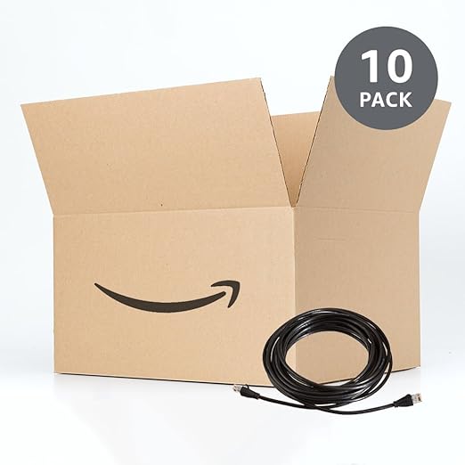 Amazon Basics RJ45 Cat 6 Ethernet Patch Cable, 1Gpbs Transfer Speed, Gold-Plated Connectors, 25 Foot - 10-Pack, Black