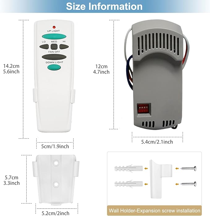 Hampton Bay Ceiling Fan Remote Control Kit, with Up and Down Light Remote Replacement for Hampton Bay Harbor Breeze Hunter Fan-HD FAN-53T FAN-35T UC7078T CHQ7078T Kit