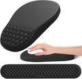 Hasinart Ergonomic Mouse Pad and Keyboard Wrist Rest with Massage Design, Space-Saving Mouse Pad Wrist Support, Memory Foam Wrist Rest with Non-Slip PU Base for Computer Desk, Black