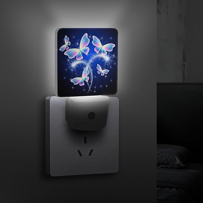 YKJAHSD Butterfly Night Light, Plug into Wall Decor Nightlights for Bedroom, Bathroom, Hallway, Kitchen, with Dusk to Dawn Light Auto Sensors LED Night Lights for Boys Girls Women Men Room Gifts