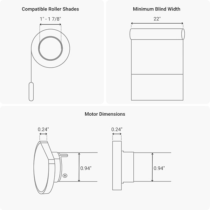Progressive Automations Electric Roller Shade Motor Replacement Retrofit Kit - Pull Down Motorized Smart Blinds & Shades for Indoor Windows with Remote & Voice Control - Alexa & Google Home Compatible