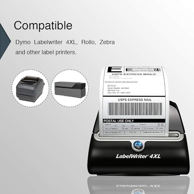 BETCKEY Colored Labels Compatible with Dymo 1744907 (4" x 6") Extra Large Shipping Labels, Compatible for Dymo LabelWriter Thermal 4XL & Zebra Desktop Printers [6 Rolls, Yellow]