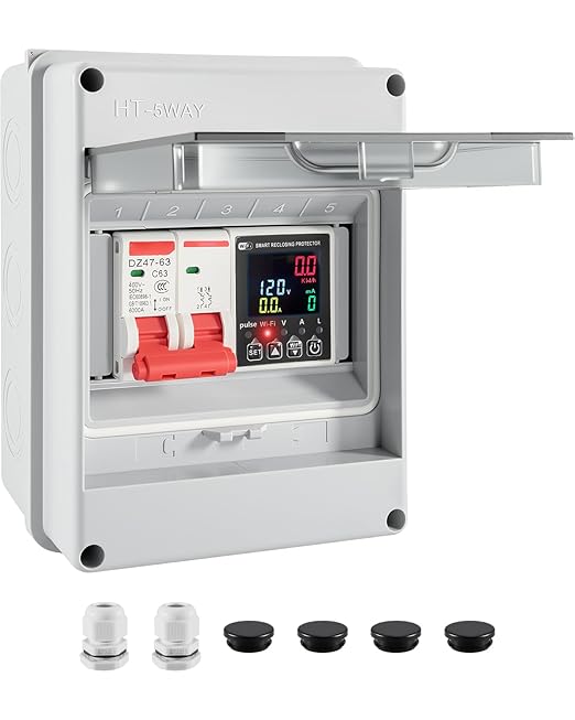 Smart Energy Monitor Box, 63A Circuit Breaker Power Consumption Monitoring with App & Voice Control, Timer Function, Overload Protection for Home Electrical Systems, AC100-250V