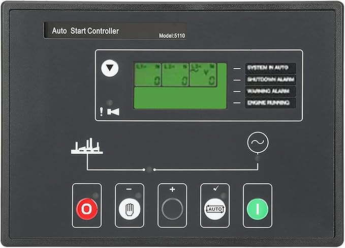 Generator Electronic Controller Module Control Panel with 132 x 64 Pixel LCD Display Compatible with DSE5110, Features Maintenance Cycle Reminders and Remote Network Monitoring