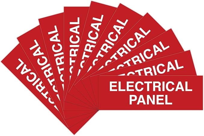 All Quality Basic Electrical Panel Sign - Fire Regulation Safety Compliance Sign -Red - Small (10 Pack)