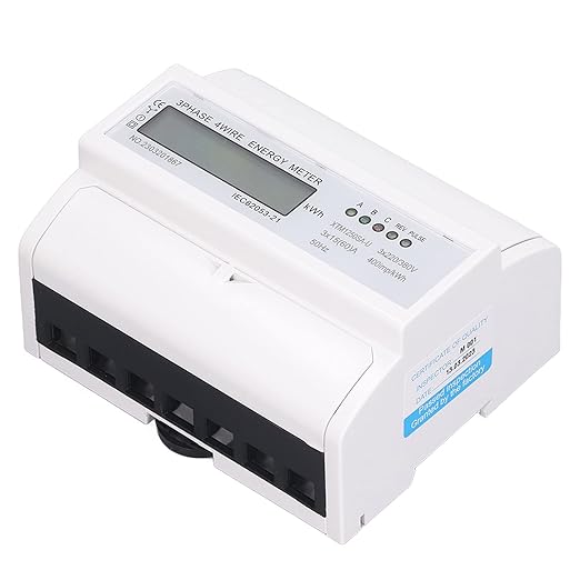 Energy Meter 3 Phase Electricity Usage Monitor LCD Display DIN Rail Mounting Power Meter 3x15A DC3x220V 380V