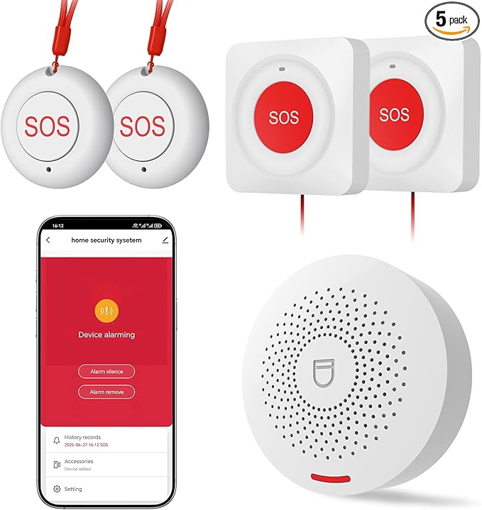 Hapippofa Caregiver Call Button Elderly Alert Call Button Life Alert Systems for Seniors No Monthly Fee for Elderly/Patient/Disabled at Home/Hospital