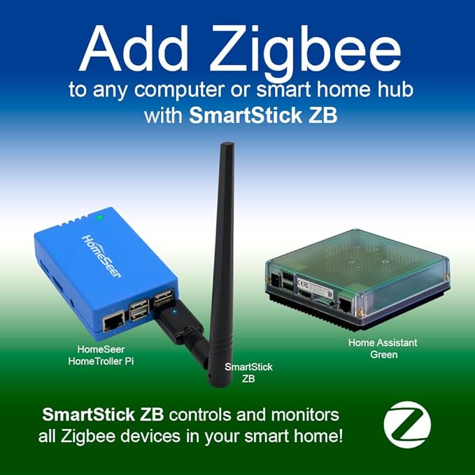 HomeSeer Zigbee 3.0 USB Interface/Coordinator/Dongle (SmartStick ZB), SiLabs ERG32MG21 Chip Technology, Compatible with HomeSeer, Home Assistant, OpenHAB, Zigbee2MQTT