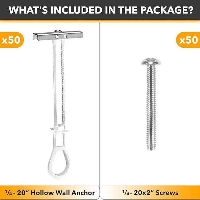 CondoMounts EDA1452 Universal Wall Mounting Anchors | Steel | NO Stud | Metal | TV Mount Metal | Holds 90lbs | Includes 50 Elephant Anchor Set & 1 Titanium Drill Bit