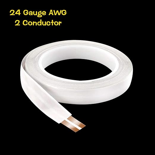FRANKEVER 25ft 24-Gauge Hidden Super Flat Audio Cable with 2 Converters,Suitable for Audio Wire, LED Lighting Connection and Other Low Voltage Appliance Connection