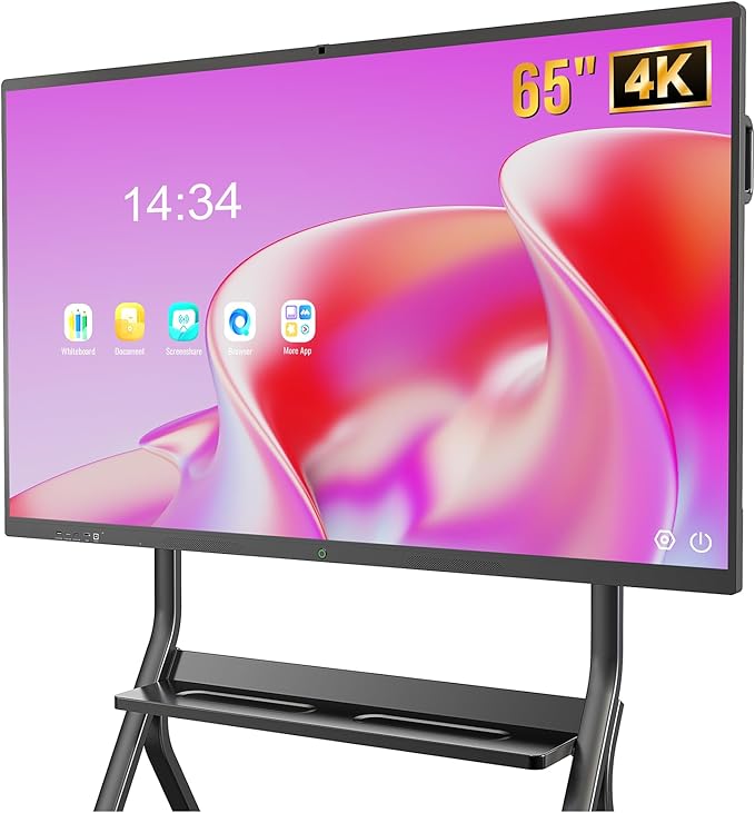 YIXZSWD Smart Board,65 Inch Interactive Whiteboard 4K Touchscreen Built in Ultra High Definition Camera Open App Ecosystem, Digital Presentation Electronic Smart WhiteBoard for Classroom Home Office