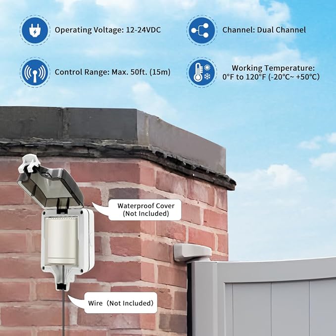 TOPENS HLR01 HomeLink Compatible Universal Receiver with Remote Control Transmitter for Automatic Swing Sliding Gate Opener Garage Door Opener, Security Gate Operator Accessory
