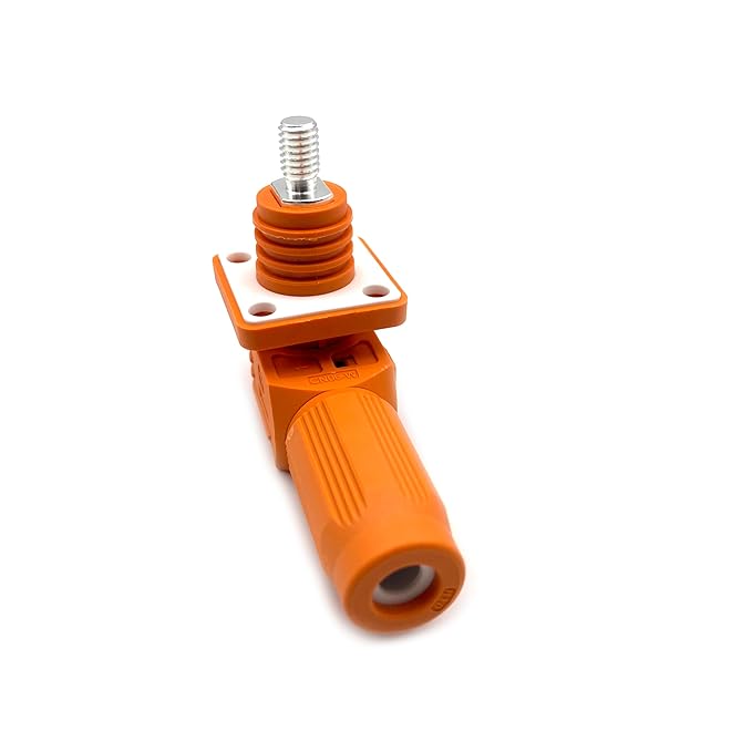 70A Battery Energy Storage Connector, 10mm² High Current Connectors IP67 Waterproof Stud Wiring Power Adapter Quick Plug Terminal Right Angle Plug and Socket (1000V Orange)