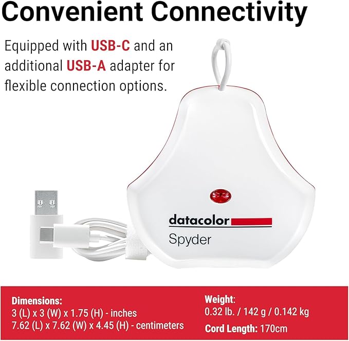 datacolor Spyder - Monitor Calibrator for Graphic Designers, Photographers, and Content Creators, Shows You True Colors, Works on OLED Monitors & LED Screens, Easy-to-Use Color Calibration Tool