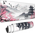 CANFLASHION Desk Pad,Office Desk Mat 31.5"×11.8"Large Gaming Mouse Pad,Durable Extended Computer Mouse Pad,Waterproof Thick Big Mouse Pads with Non-Slip Rubber Base Office Home Japanese Castle Cherry