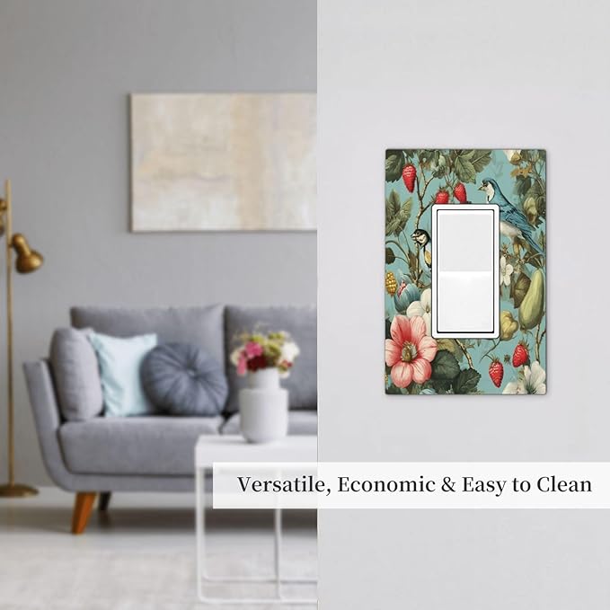 Bvtewkhz William Morris Flower 1 Gang Single Rocker Wall Plate Cover Decorative Light Switch Covers Electrical Faceplate Switch Plates for Bathroom Kitchen Home