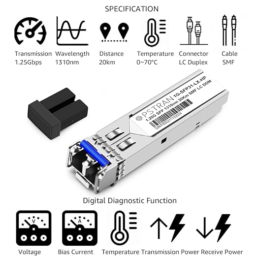 OPSTRAN 1000BASE-LX/LH SFP Optical Transceiver Module Compatible with HPE Aruba J4859D J4859DCM JL746A ProCurve J4859C J4859B J4859A 1310nm 20km DDM Duplex LC SMF 10 Pack