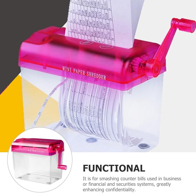 Healeved Manual Paper Shredder Desktop Small Wear-Resistant Hand Crank Shredder for Home and Office Use with Function and Red Housing
