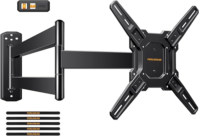 Perlegear Long Arm TV Wall Mount for 26-65 inch TVs up to 100 lbs, Corner TV Mount Bracket with 31.65” Extension, Swivel, Tilt Articulating Arms, Max VESA 400x400mm, Full Motion Wall Mount PGMF25B