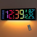 Soobest 14.2" Large Display Digital Wall Clock with Date Day of Week Temp Timer, Electric 8-in-1 Color Changing Big LED Clock for Elderly Seniors, Auto DST, Remote Control for Living Room Home Gym