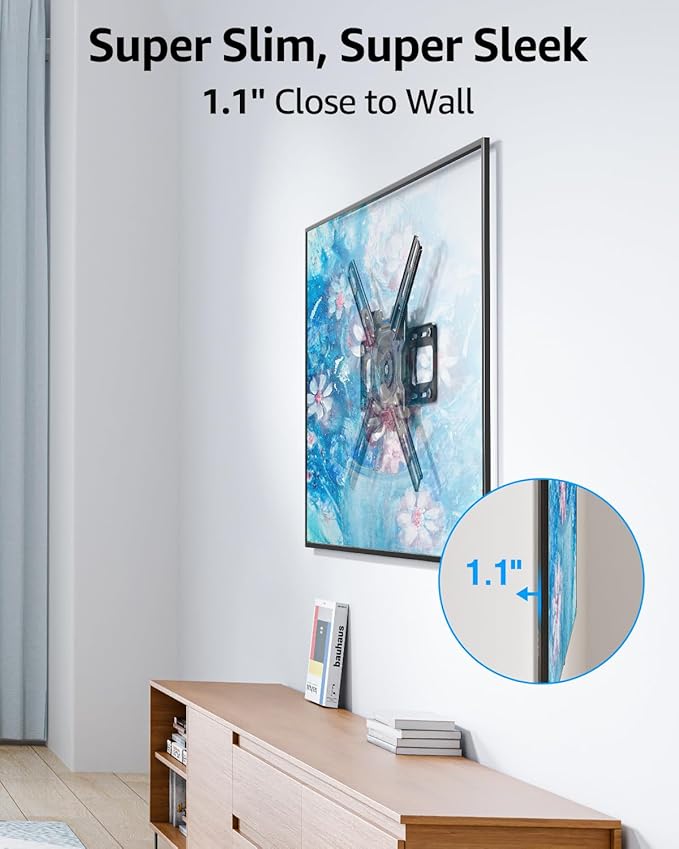 MOUNTUP Ultra Slim TV Wall Mount for Samsung The Frame/Neo QLED 8K/4K TVs, Low Profile TV Mount, Rotating 90 Degree Landscape to Portrait, Wall Mount Max VESA 400x400mm Hold up to 88 lbs MU0089