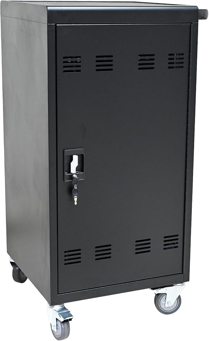 TIOPLY Laptop Charging Cart, 45 Device Tablet Storage Carts for iPad Up to 16.3-inch Screen Size, Mobile Charging Station for Classroom, with Cord Organizer,Black