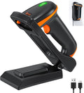 Tera 1D 2D QR Barcode Scanner with Adjustable Folding Stand and Charging Cradle, Wall Mountable 2.4G Wireless & USB 2.0 Wired QR Bar Code Reader with Vibration Alert Model D5100-Fold