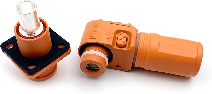 1 Set Battery Energy Storage Connector, 120A 25mm² High Current Connectors Quick Plug Terminal Orange Right Angle Plug and Socket IP67 Waterproof Power Adapter Crimping Wiring (120A, Orange)