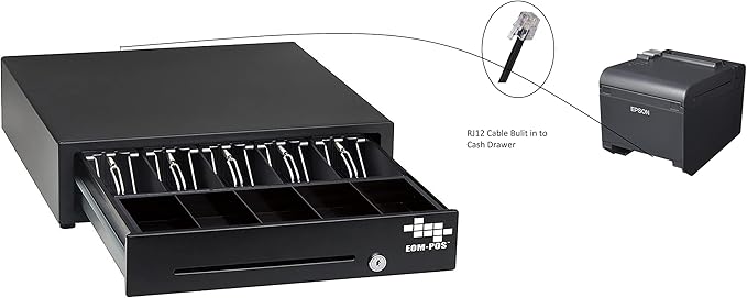 EOM-POS Heavy Duty Cash Register Drawer + Thermal Receipt Printer -for Windows Systems Only
