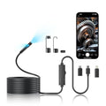 Borescope Camera with Light,16.4FT Semi Rigid Snake, 1920P HD Borescope Camera with 8 Adjustable LED, Borescope for iPhone IP67 Waterproof Automotive Engine Plumbing HVAC Inspection 8 mm (Dual-Lens)