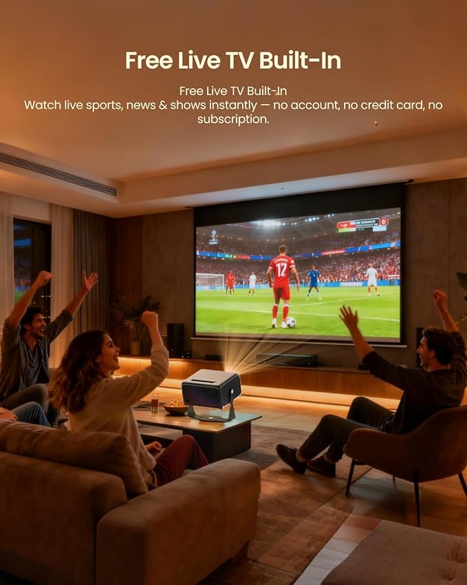 4K Projector with WiFi and Bluetooth, Home Theater 1500 ANSI Lumen Movie Projector,30W Dolby Audio, Licensed Apps Smart Projector,Auto Focus/Keystone,MEMC,360° Adjustable Swivel Stand