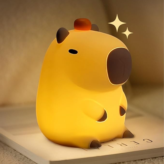 LEDHOLYT Capybara Cute Night Light for Kids, Rechargeable LED Dimmable Silicone Nightlight for Kids,Funny Light Up Capibara,Squishy Capybara Lamp Xmas Gifts