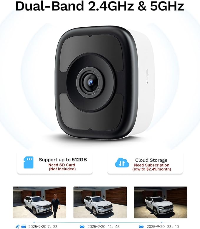 5MP 3K Window Cameras for Home Security, 2.4G 5G WiFi Safeview Window Security Camera with Night Vision Full Color, AI Person & Car Detection, 2 Way Talk, 24/7 Recording, 60S Easy & Quick Install
