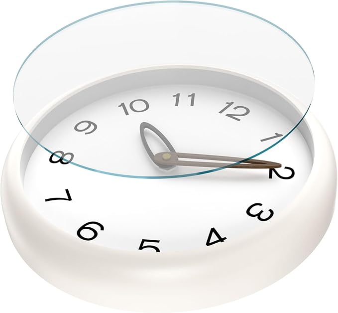 lanktoo Modern Wall Clock,Battery Operated,Tempered Glass,12" Silent Clocks for Living Room,Bedroom,Kitchen,Bathroom - Stylish Home Decor Gift (Off White)