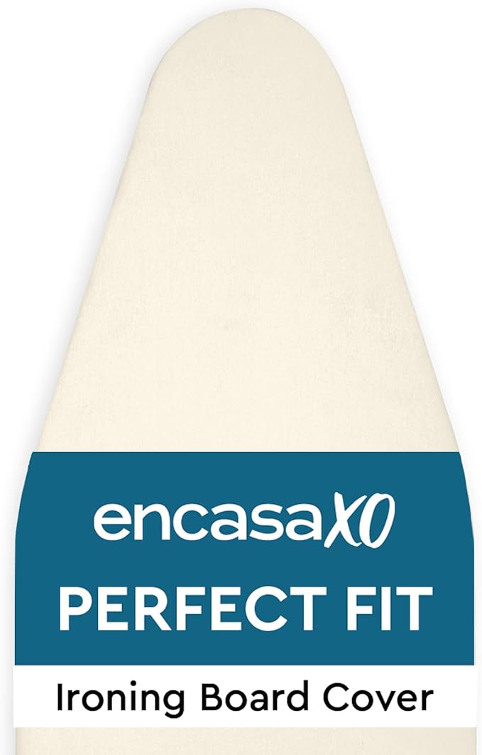 Encasa XO Ironing Board Cover and Pad 49"x18" - 4mm Felt Wide Iron Board Cover with Padding - Heat Resistant, Stain-Safe Dye, Non Slip Elastic Bungee Cord Tightening Iron Table Cover Natural
