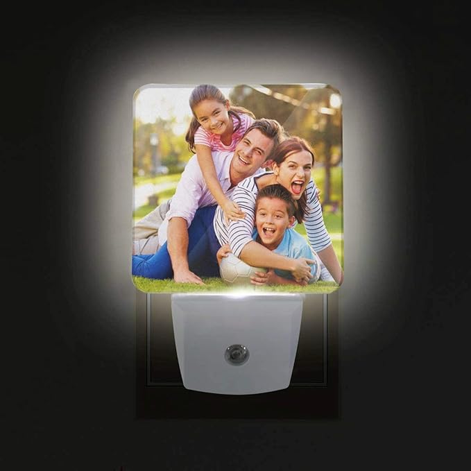 COWDIY Custom Plug in Night Lights, Personalized Your Own Photo on LED Lamps, Auto Sensor Warm Sweet Nightlights for Bathroom/Toilet/Bedroom/Nursery (1Pcs)