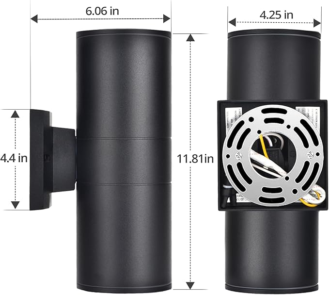 wowlite Outdoor Wall Light, Exterior Lighting, Matte Black Waterproof Wall Mount Cylinder Design, Up Down Light Fixture for Porch, Backyard and Patio, 1 Pack