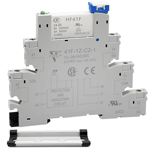 Electromagnetic Relay 24V DC/ 24V AC SPDT 6A with LED Indicator, Socket Base, DIN Rail, Ultra Thin 6.2mm, UL CE VDE Certification