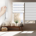 FOIRESOFT Standard Blackout Zebra Roller Blinds [Bonita, Pure White, W 35 x H 64inch] Dual Layer Privacy Shade, Room Darkening, Select 1x1 for Custom